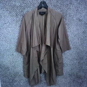 Lightweight Draped Brown Open-Front Jacket